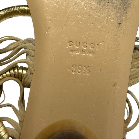 GUCCI Gold Gladiator Thong Ankle Strap Sandals 39.5 9.5 - Picture 9 of 9